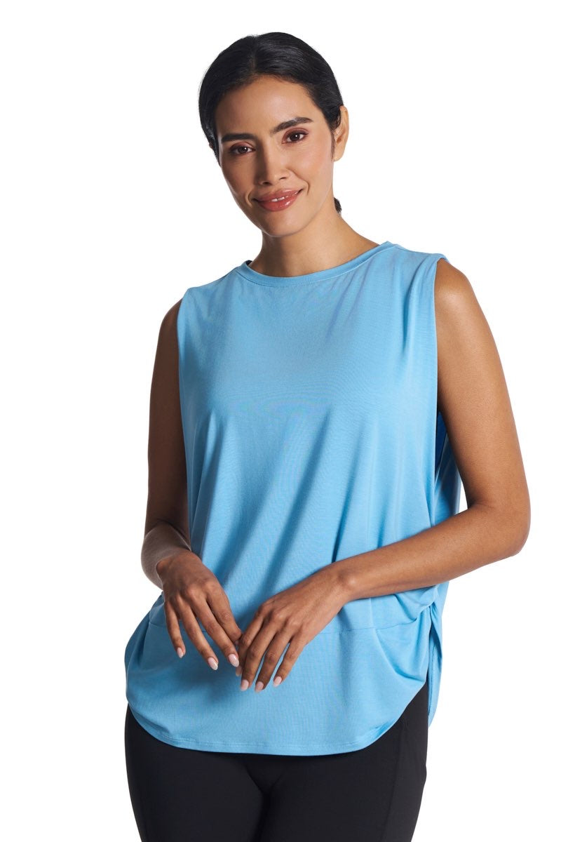 Women's Supine Twist Yoga Tank | Arctic Blue