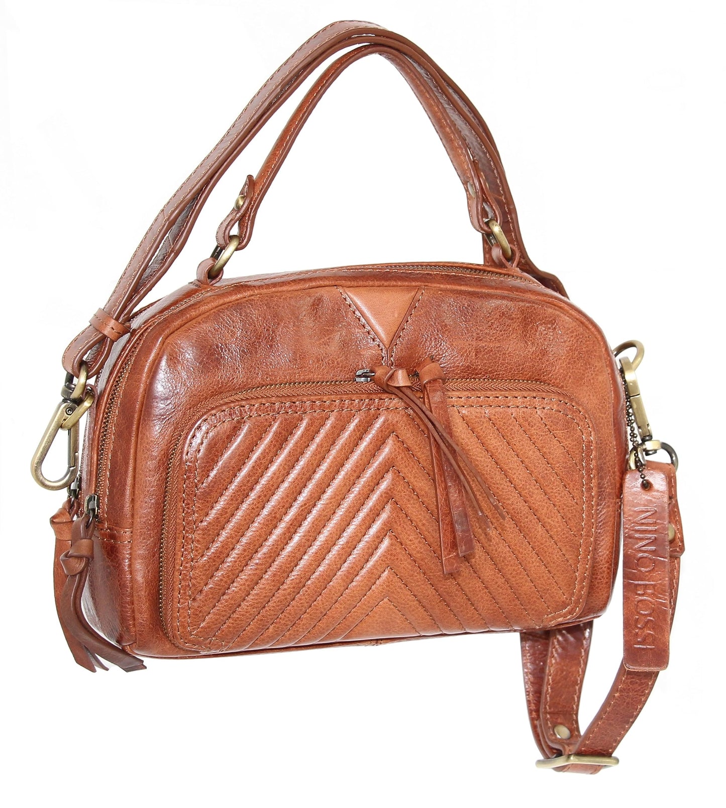 Katia Leather Cross Body Bag in Cognac