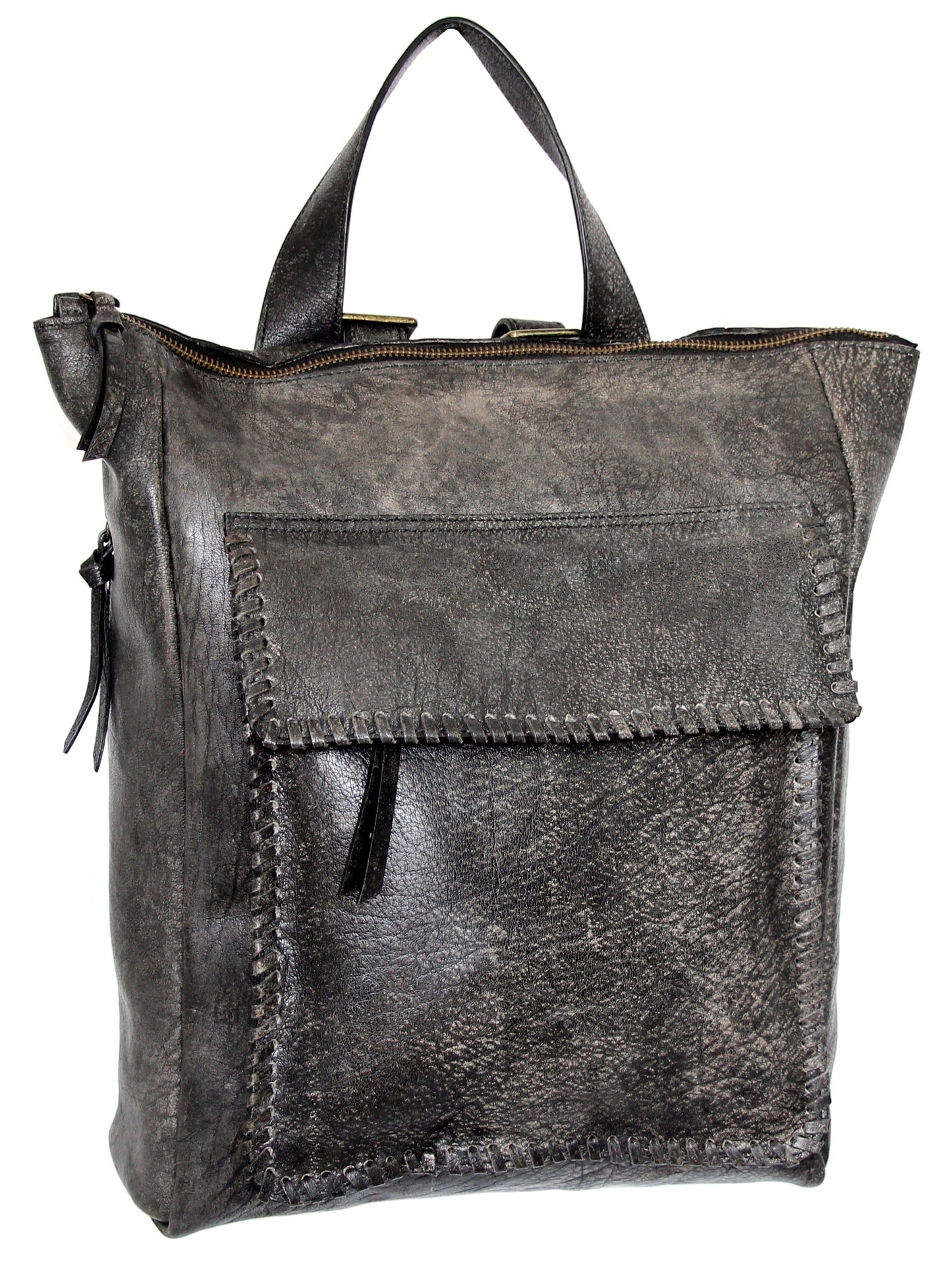 Aviator Leather Backpack Purse in Black