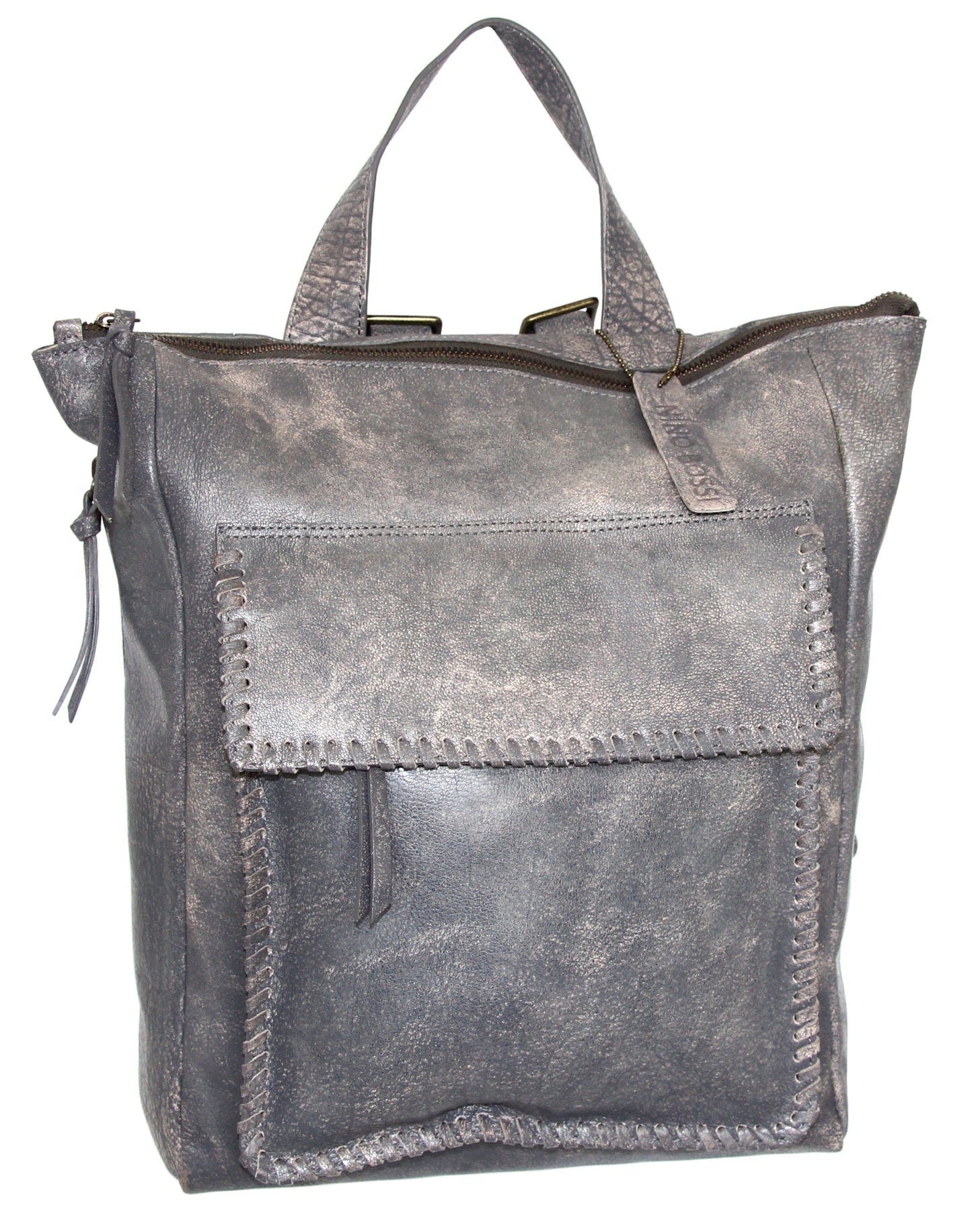 Grand Aviator Leather Backpack in Grey