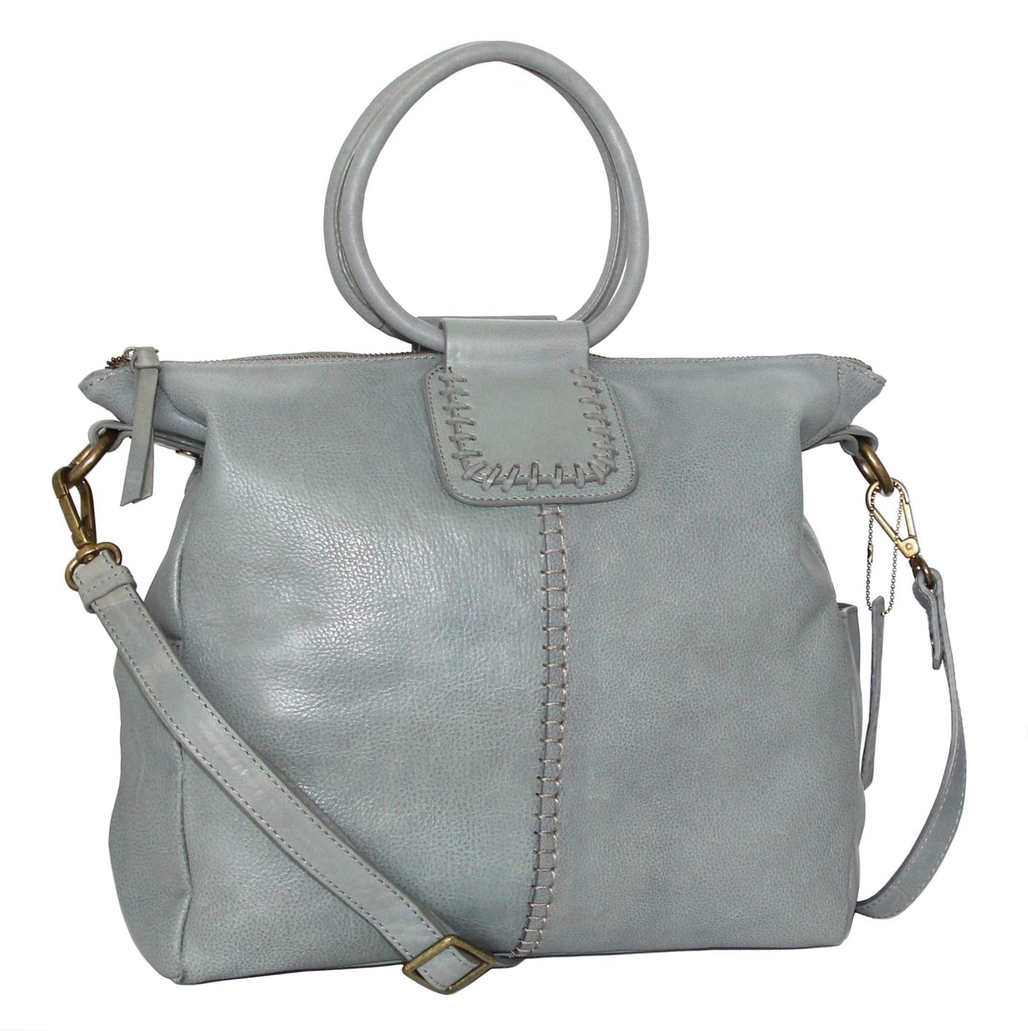 Tonya's Ring Leather Tote in Stone