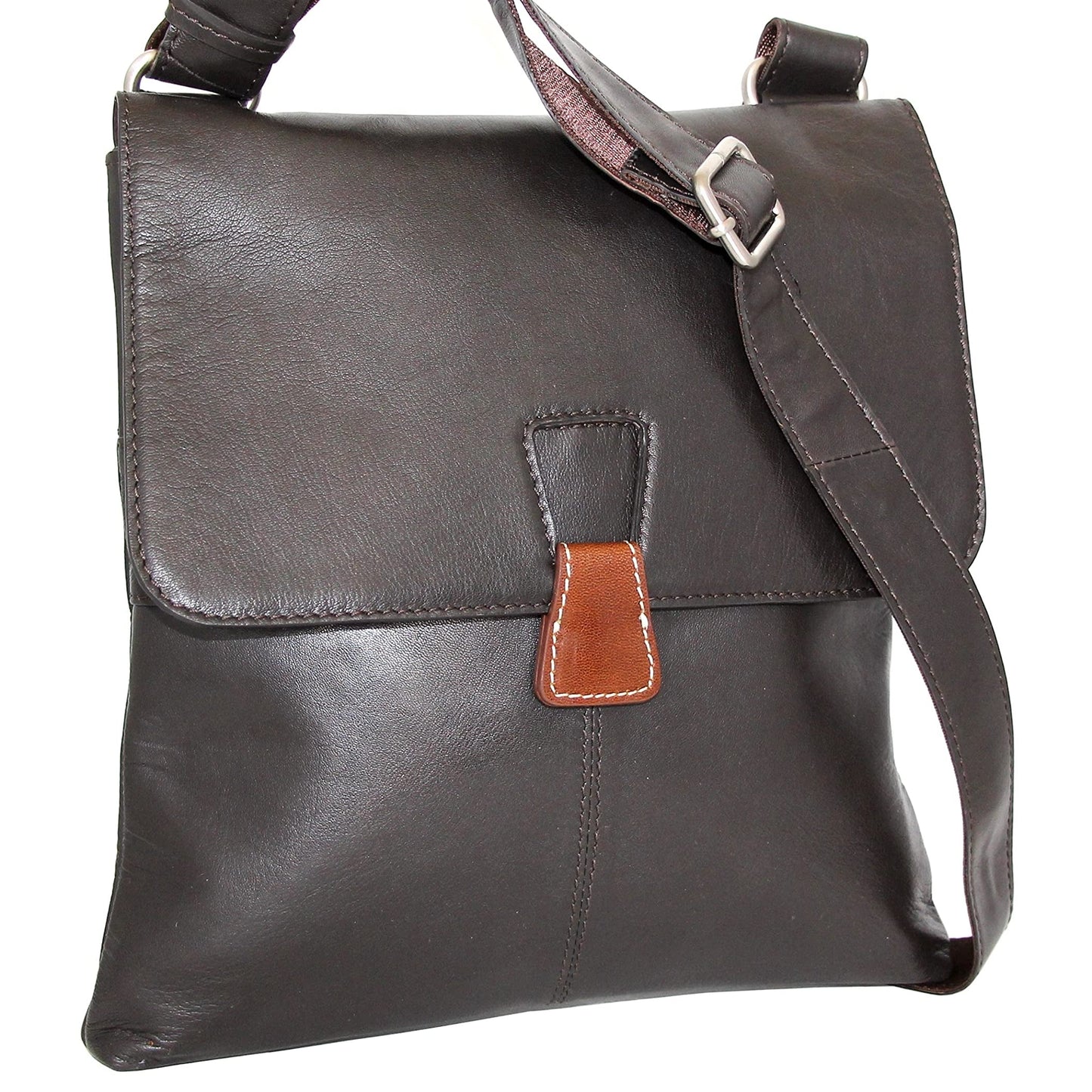 California Leather Crossbody Bag in Chocolate