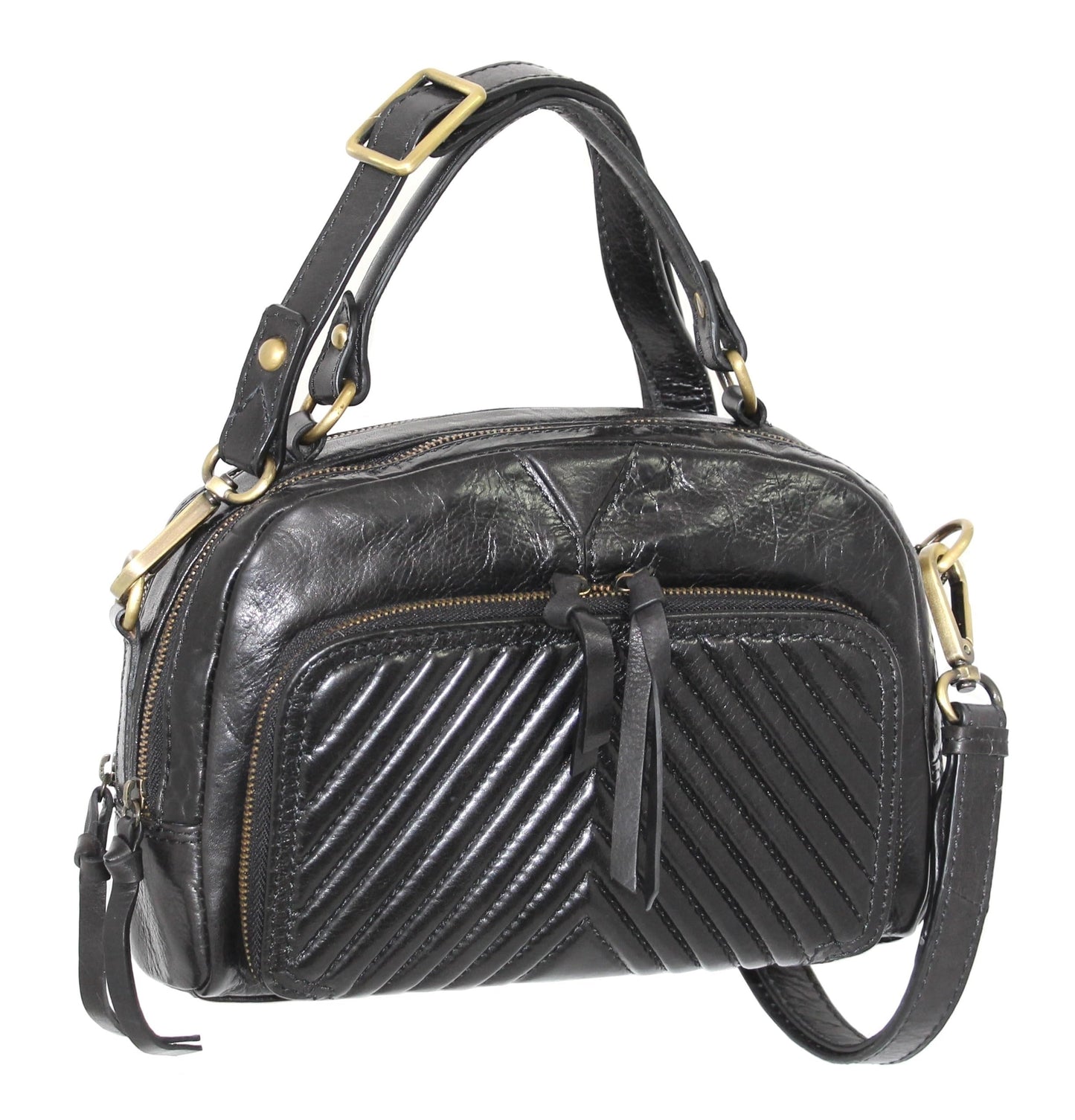Katia Leather Cross Body Bag in Black