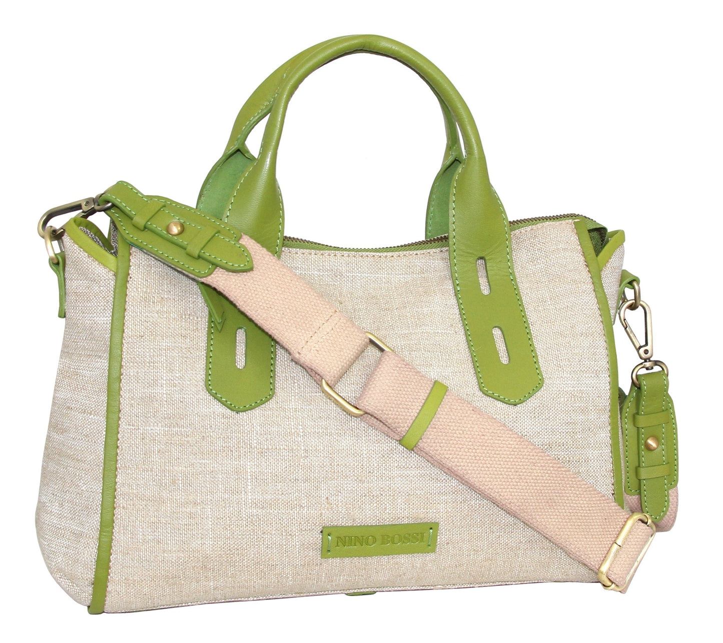 Britney Linen/Leather Satchel in Apple