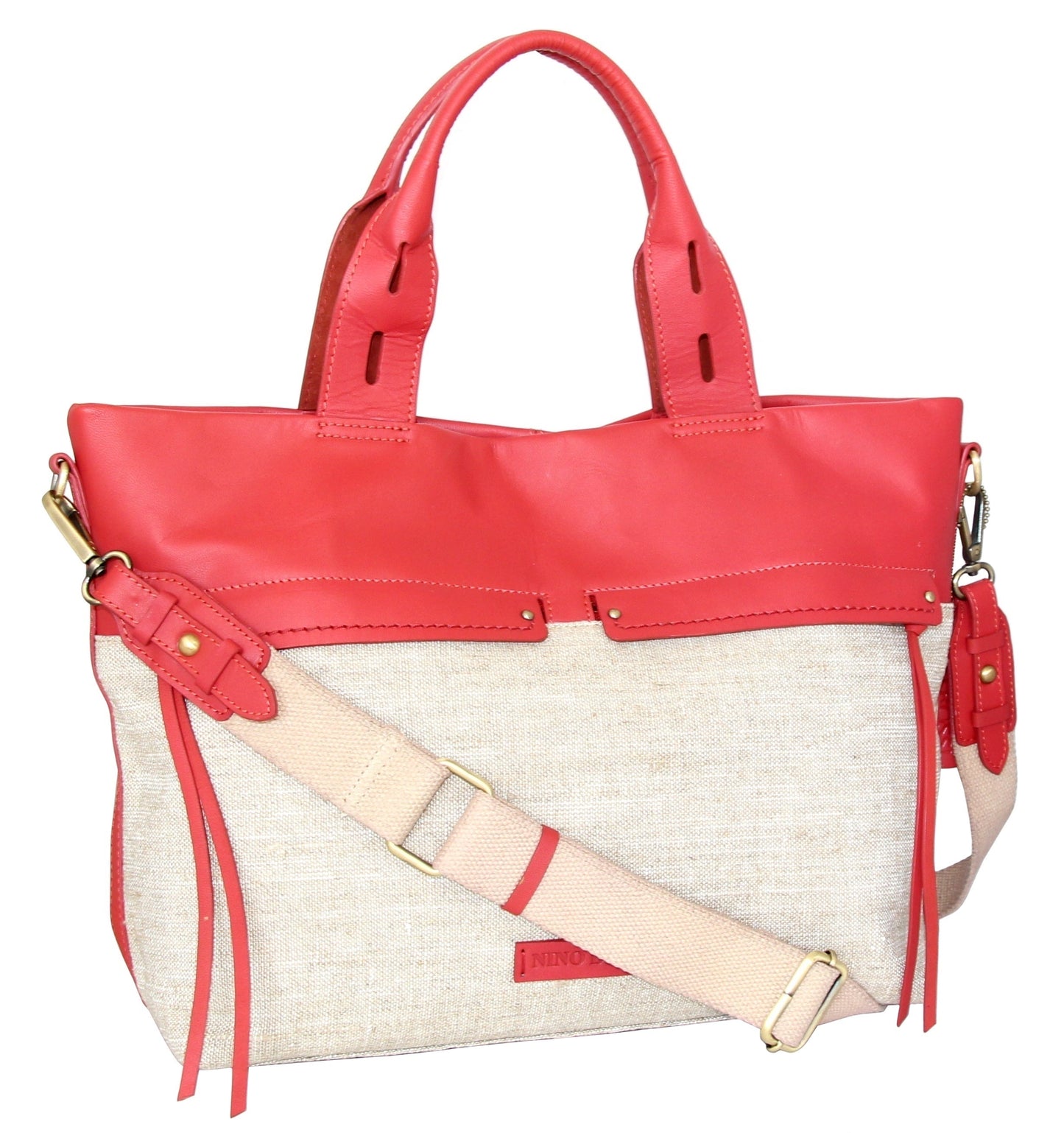 Emelia Linen/Leather Tote in Coral
