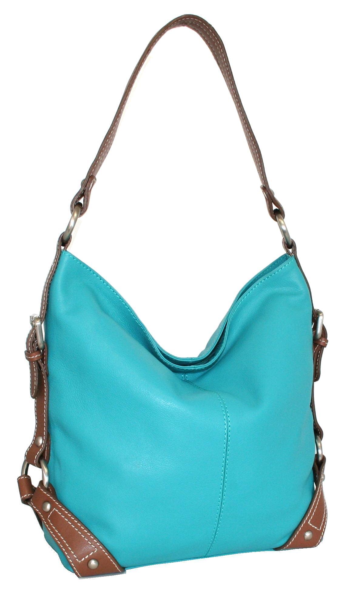 Leather Bucket Bag in Turquoise