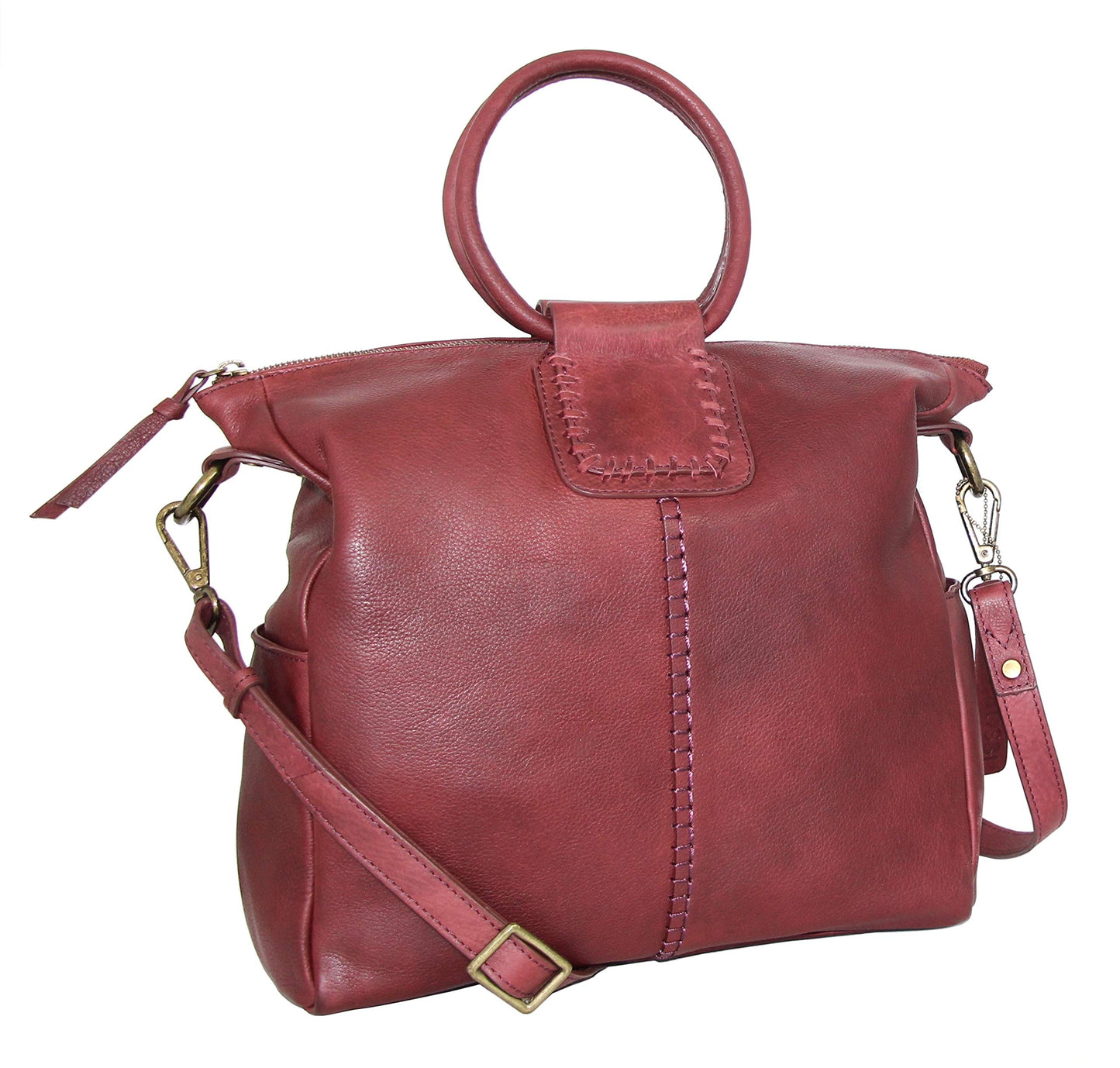 Tonya's Ring Leather Tote in Merlot