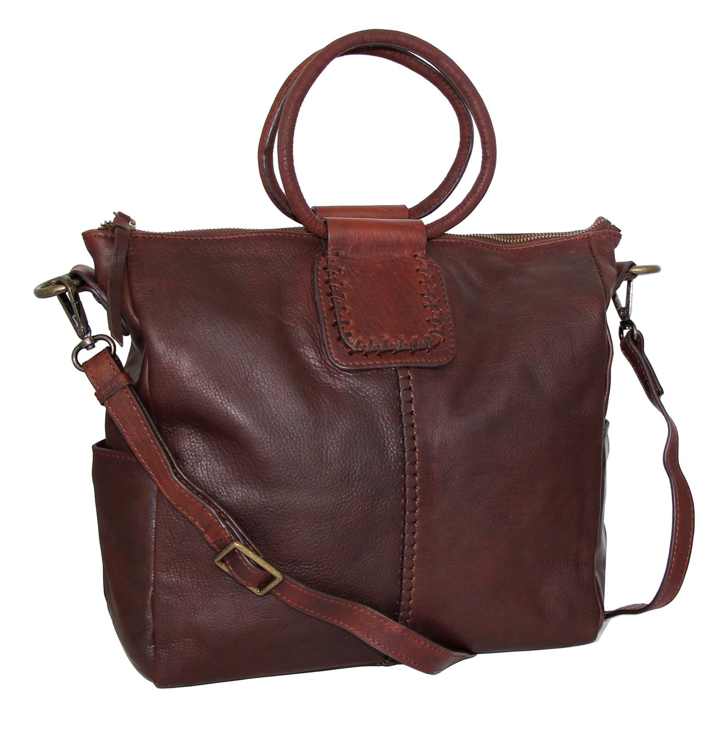 Tonya's Ring Leather Tote in Walnut