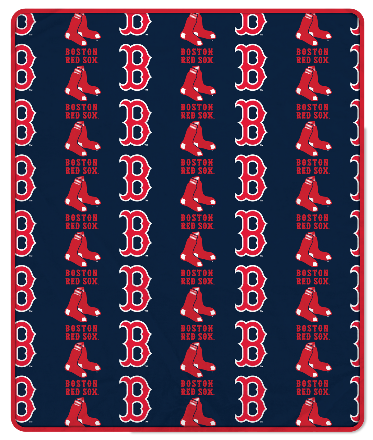 Boston Red Sox MLB Alternate Step & Repeat 60" X 70" Deluxe Plush Blanket - 500 Gsm