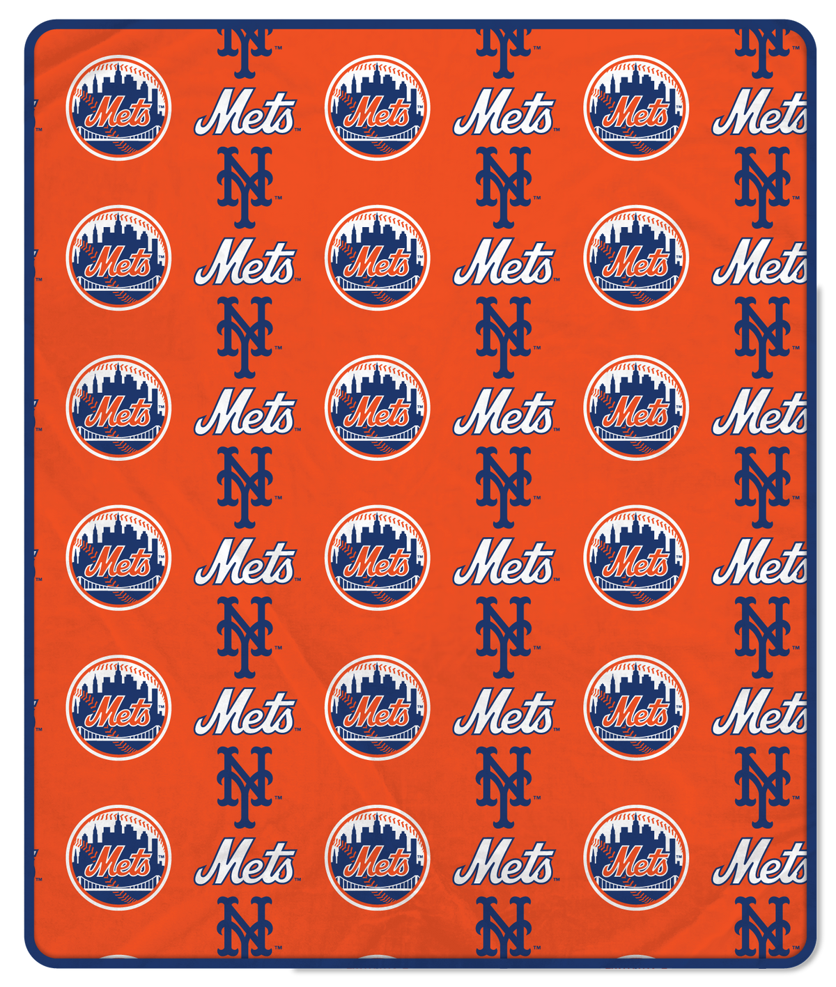 New York Mets MLB Alternate Step & Repeat 60" X 70" Deluxe Plush Blanket - 500 Gsm