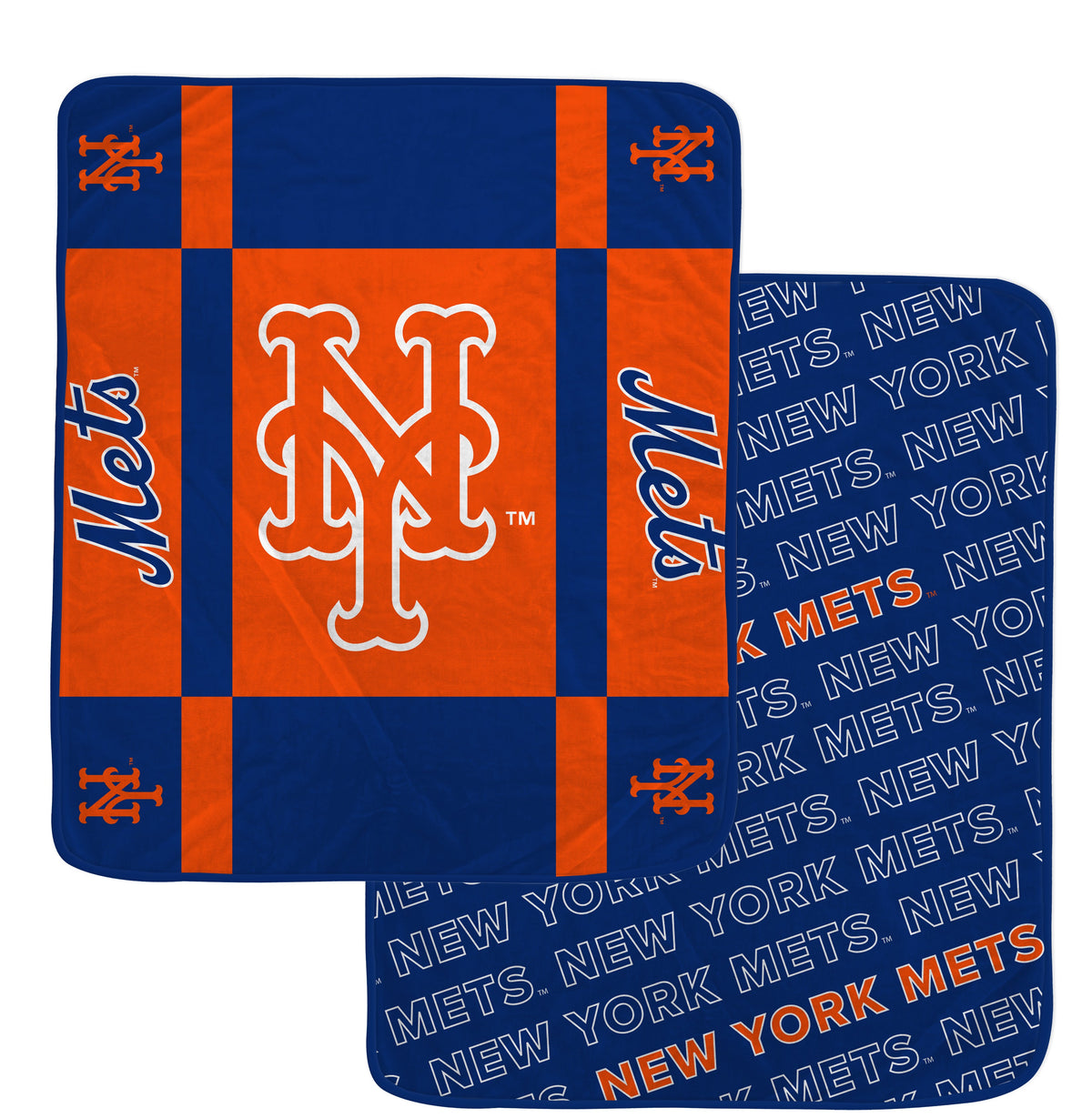 New York Mets MLB Reverse Block 60" X 70" Double-Sided Plush Blanket