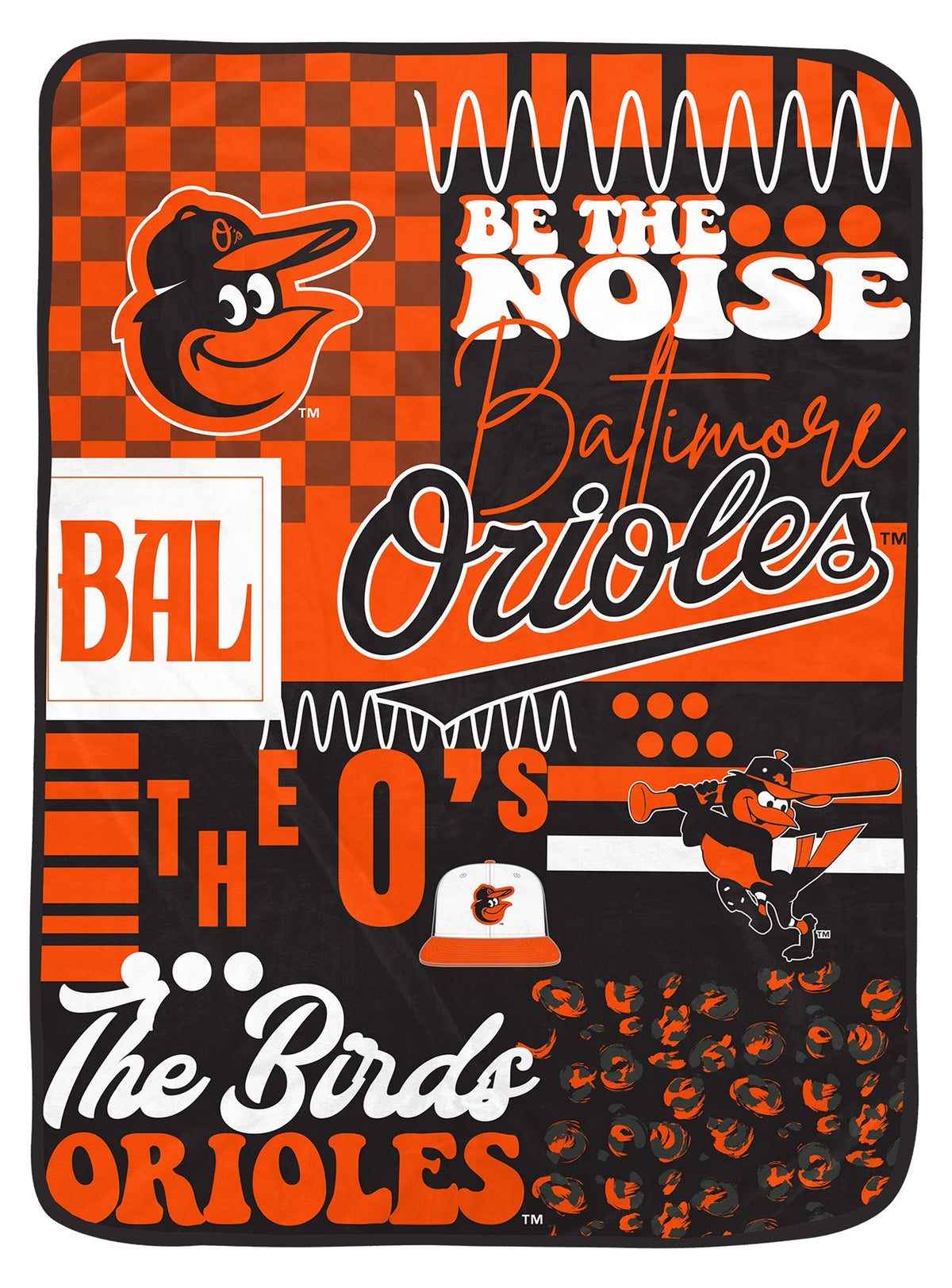 Baltimore Orioles MLB Loco Check Cozy Oversized Blanket