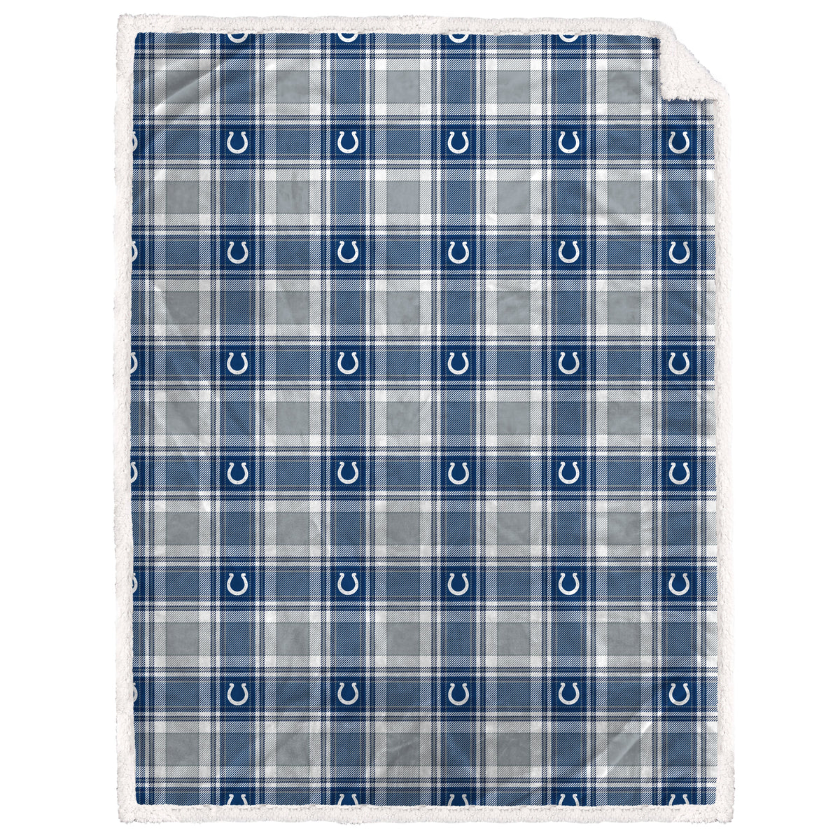 Indianapolis Colts NFL Team Sherpa Plaid Blanket 60x90