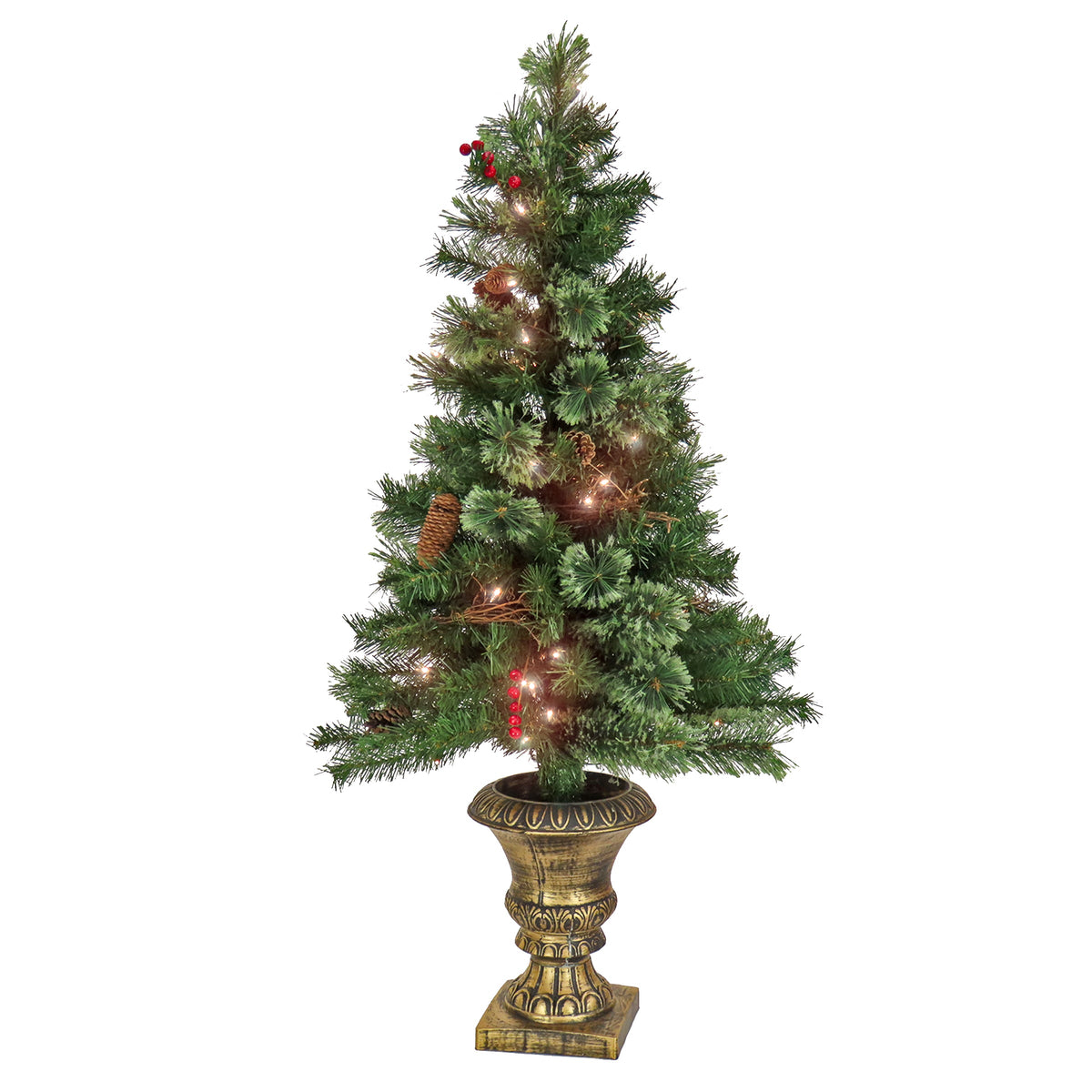 4 ft. Pre-Lit Glistening Pine Tree with Clear Lights, Plug-In