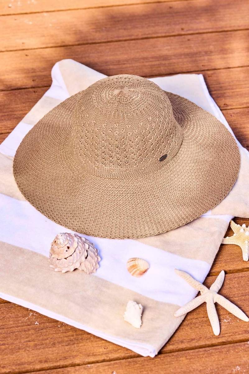 Perla Packable Wide Brim Hat | Tan