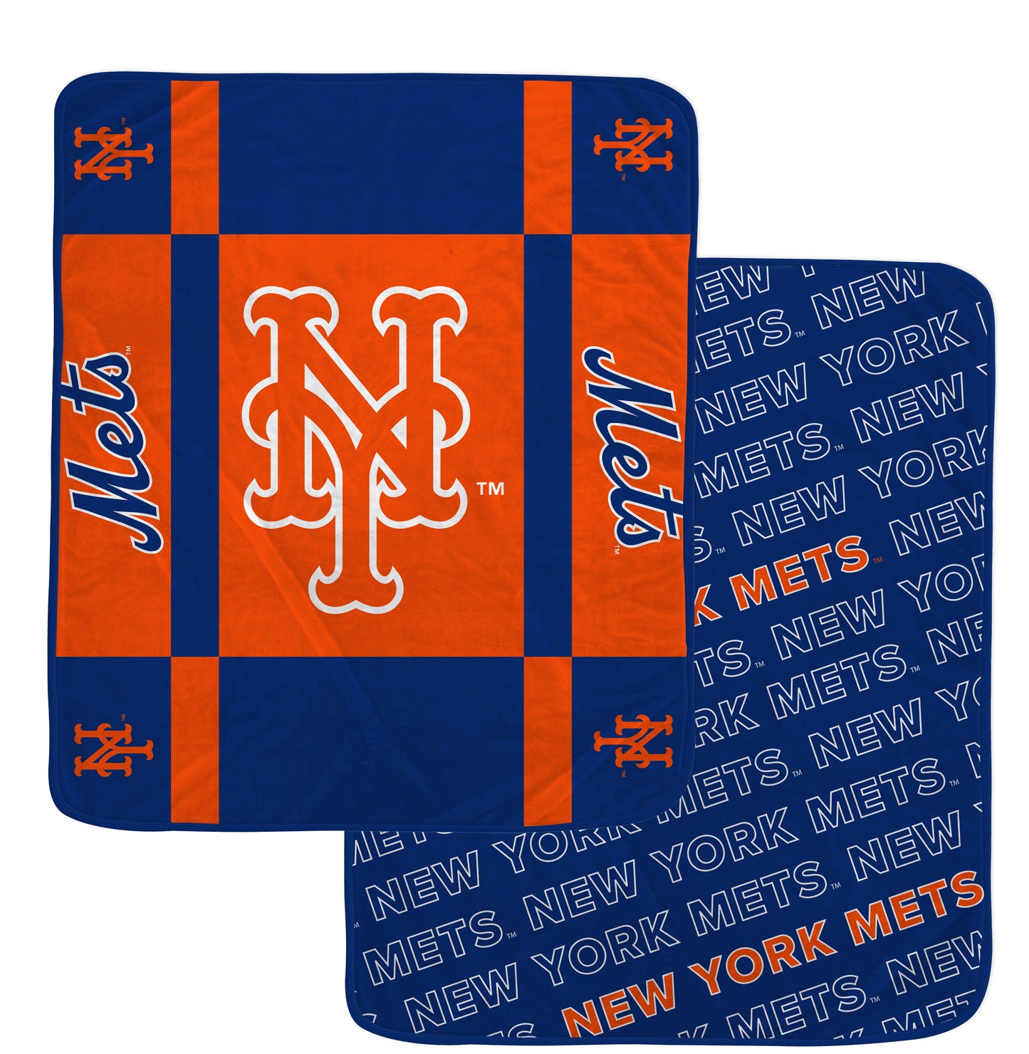 New York Mets MLB Reverse Block 60" X 70" Double-Sided Plush Blanket