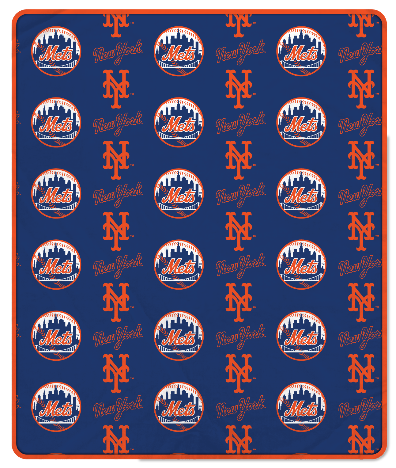 New York Mets MLB Step & Repeat 60" X 70" Deluxe Plush Blanket - 500 Gsm