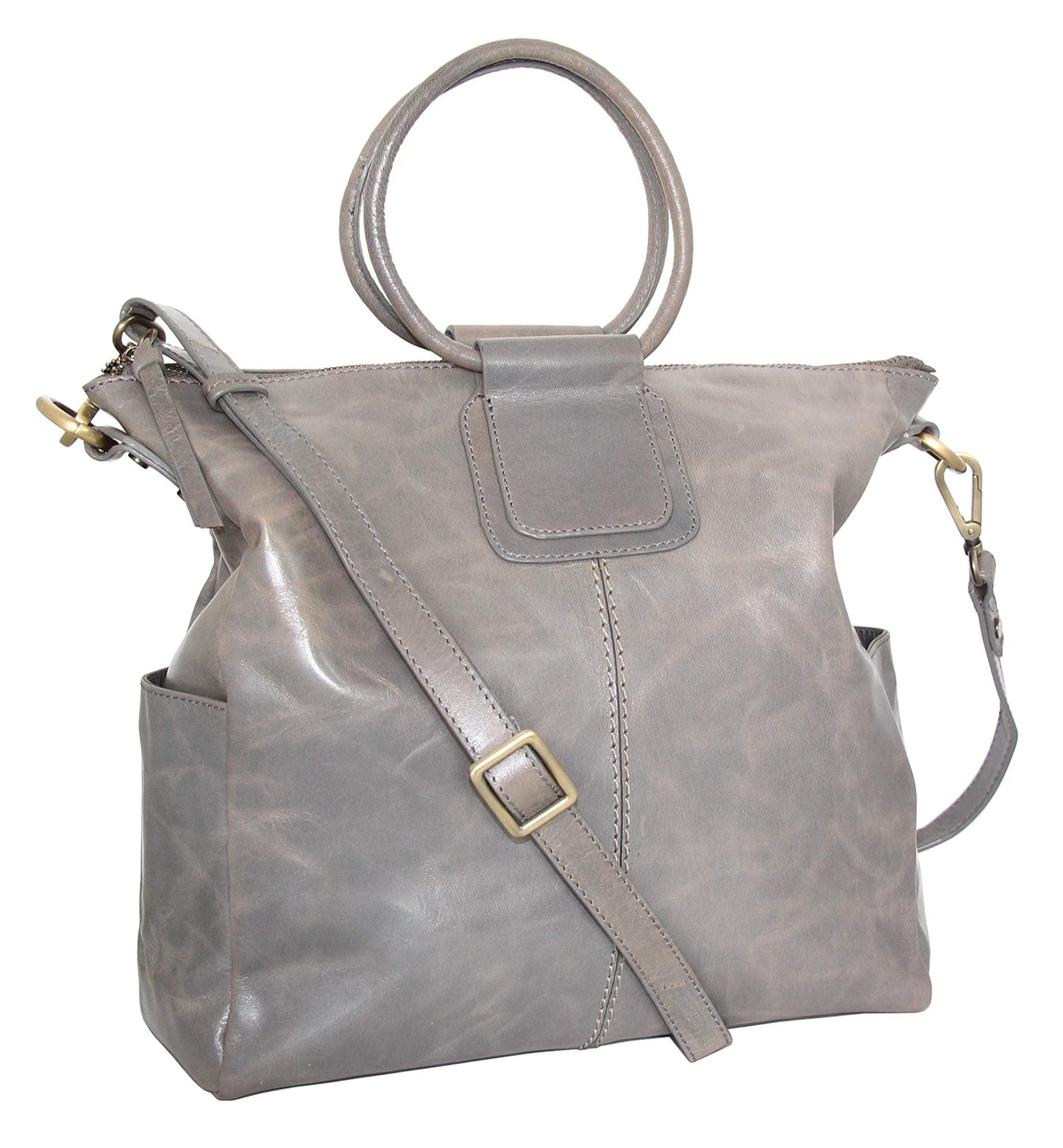 Jara's Ring Leather Tote in Stone