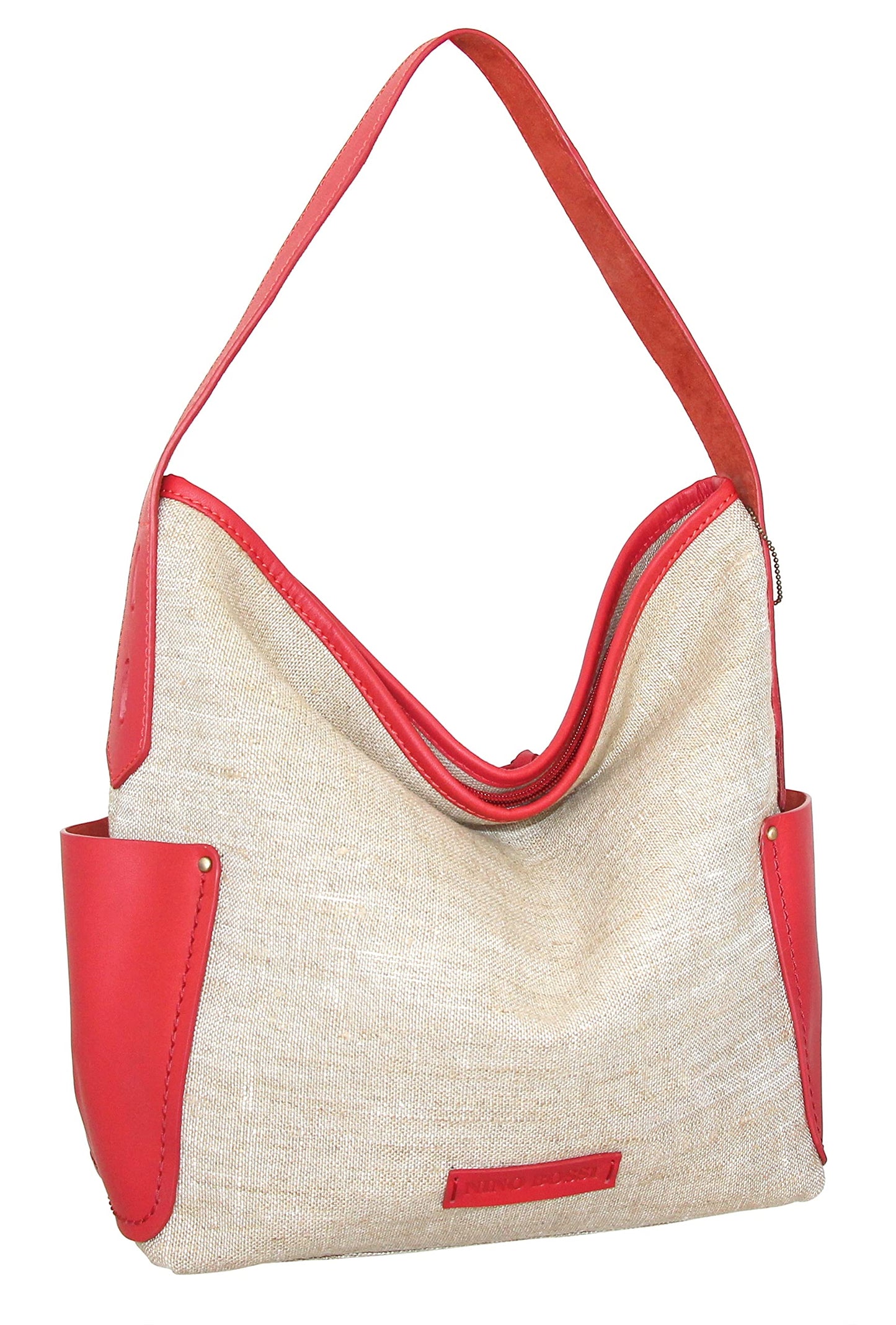 Caprice Linen/Leather Hobo in Coral