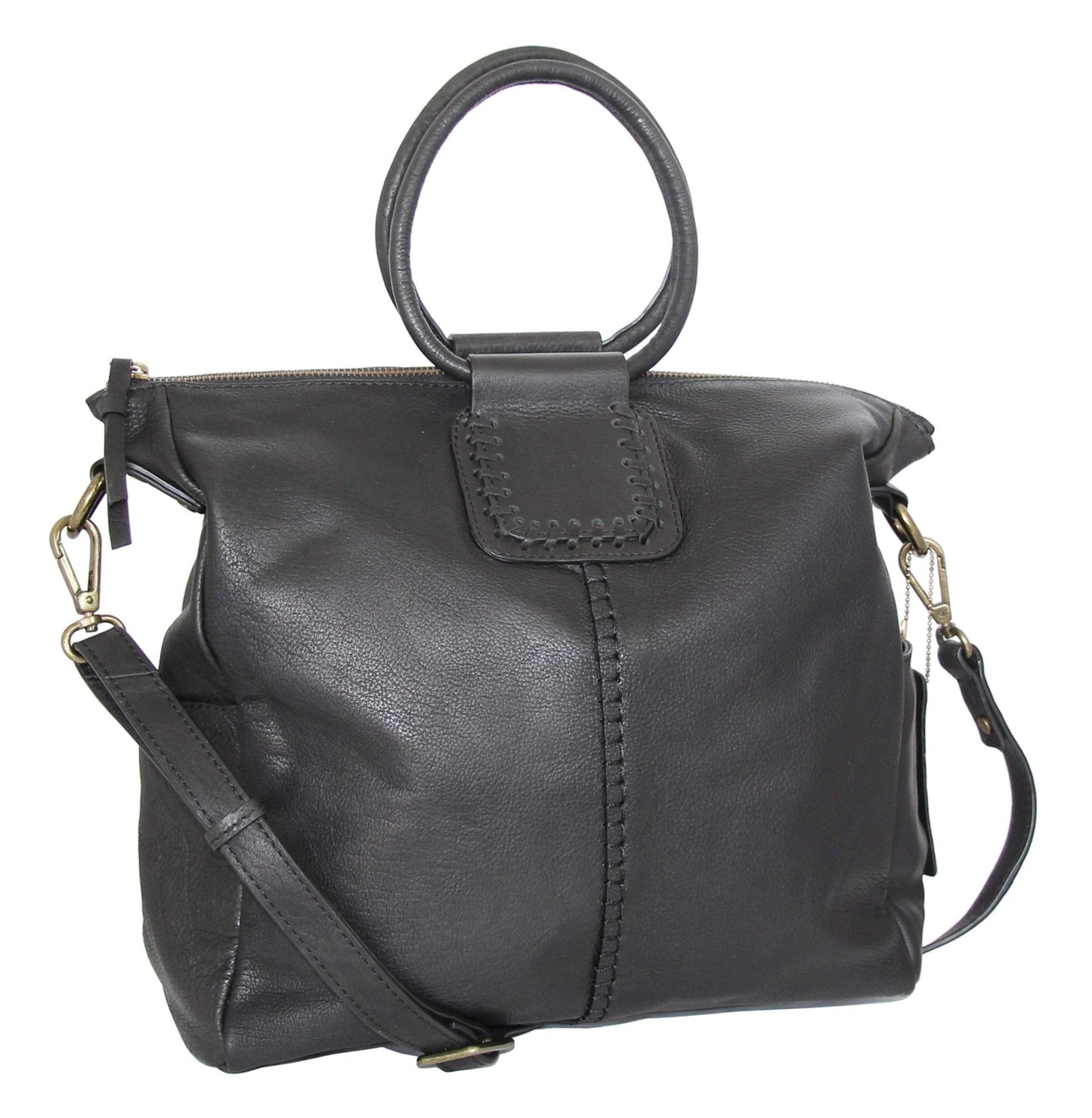 Tonya's Ring Leather Tote in Black