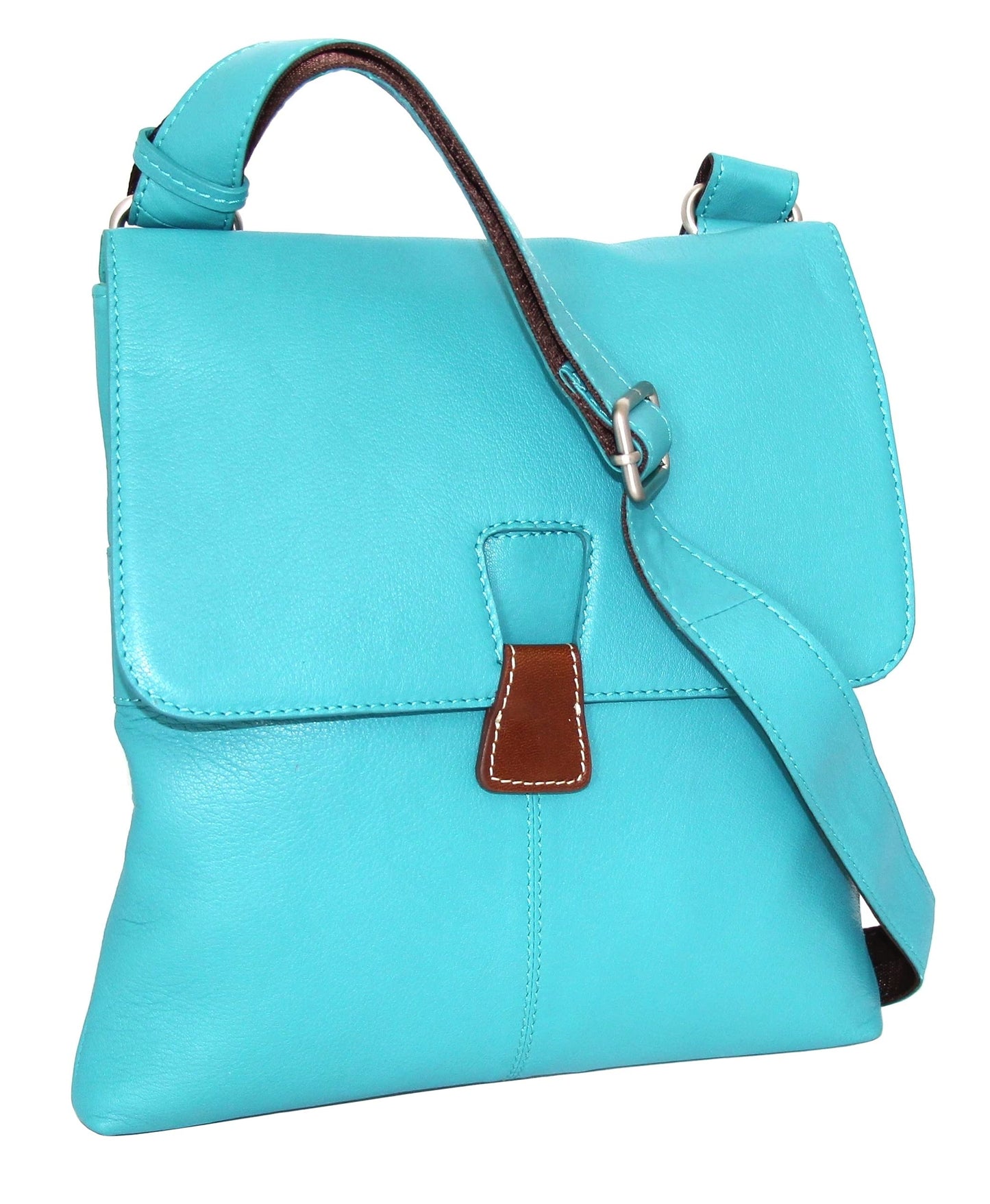 California Leather Crossbody Bag in Turquoise