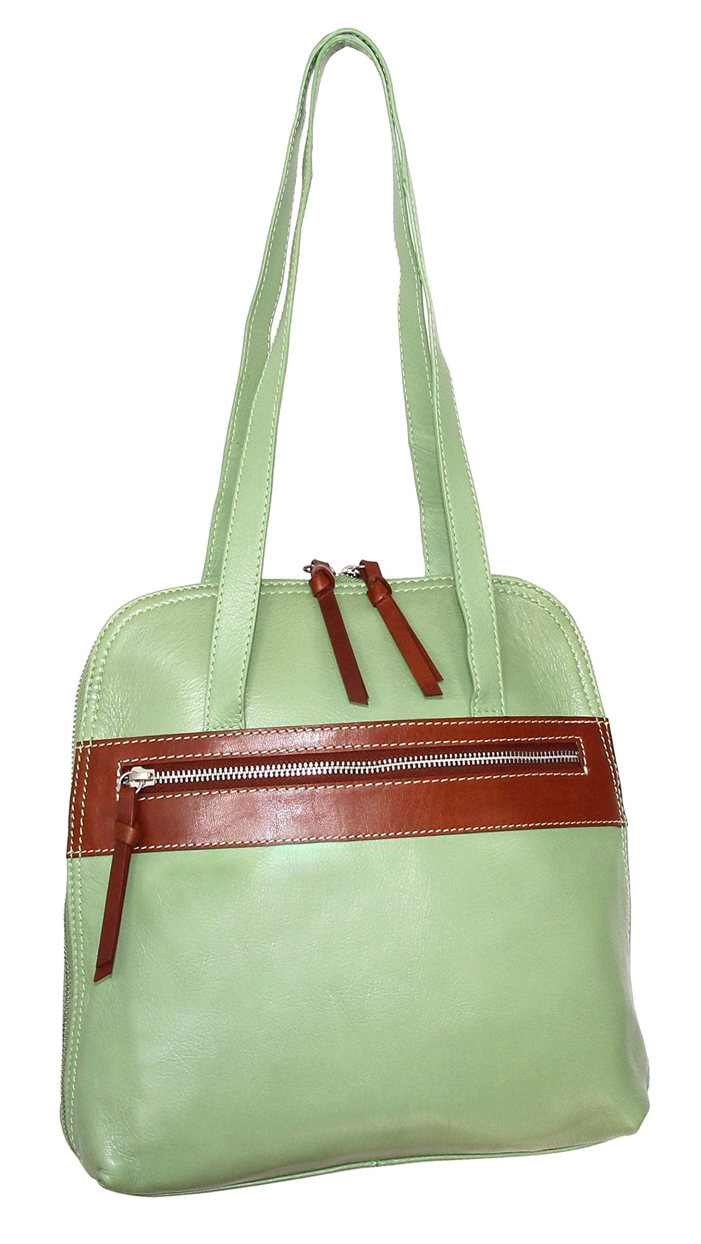 Carina Convertible Leather Tote/Backpack in Leaf