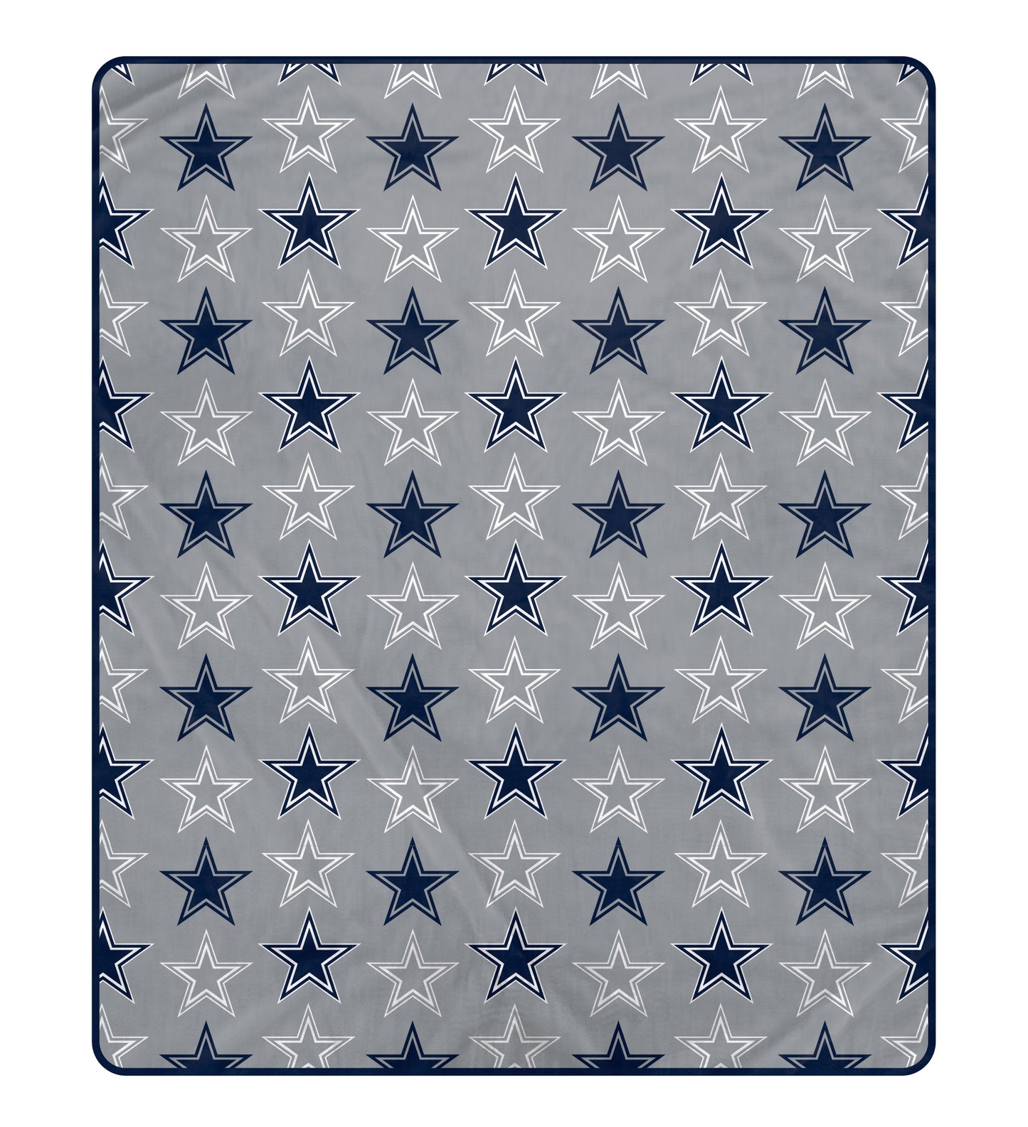 Dallas Cowboys blanket with blue and white star pattern on a light blue background