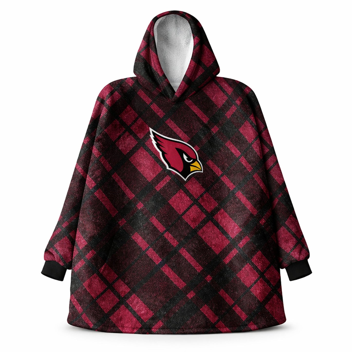 NFL plaid hoodie blanket with Arizona Cardinals logo