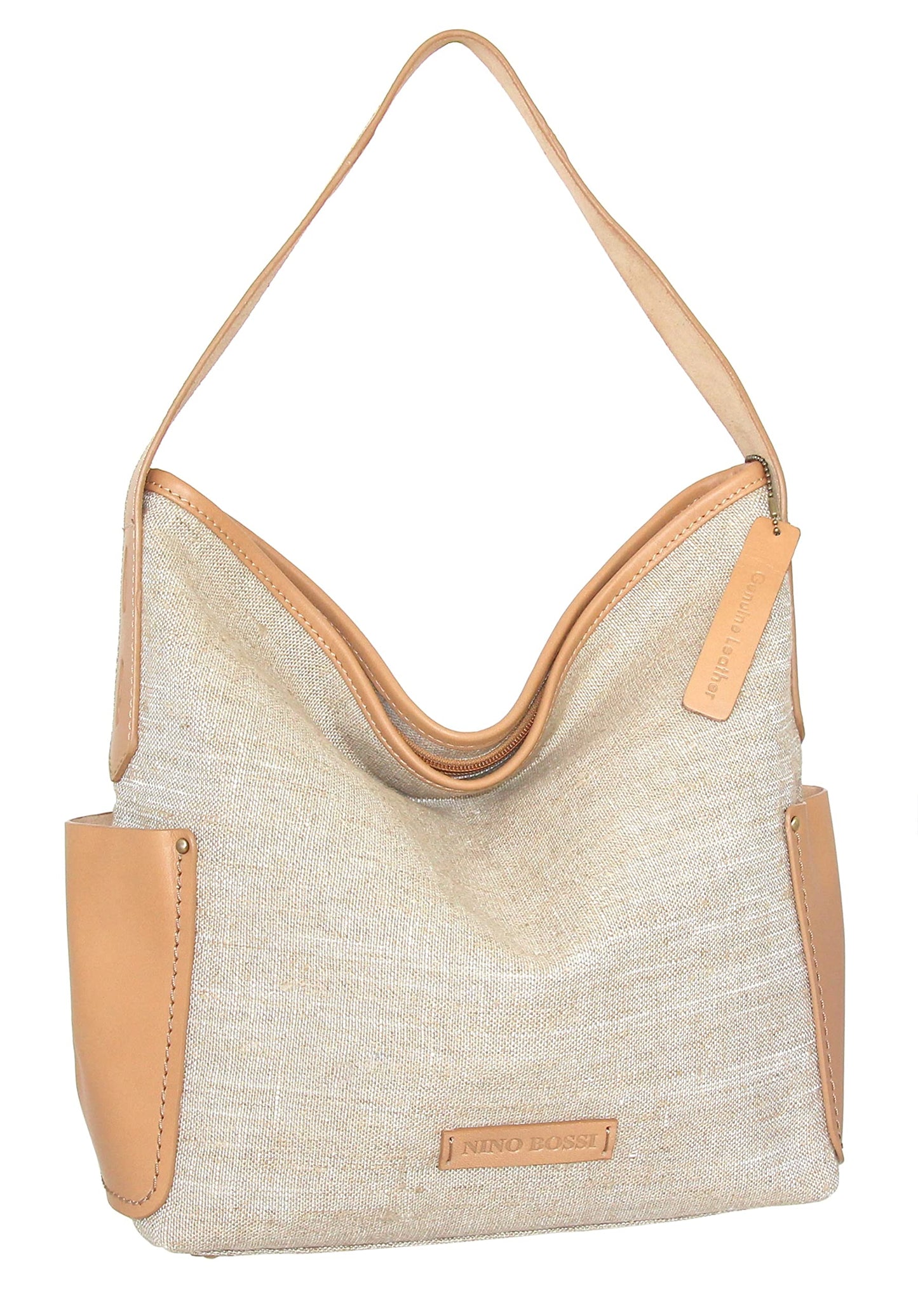 Caprice Linen/Leather Hobo in Natural