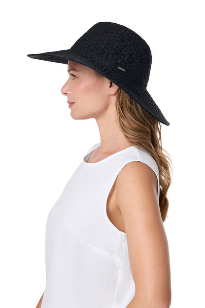 Perla Packable Wide Brim Hat | Black