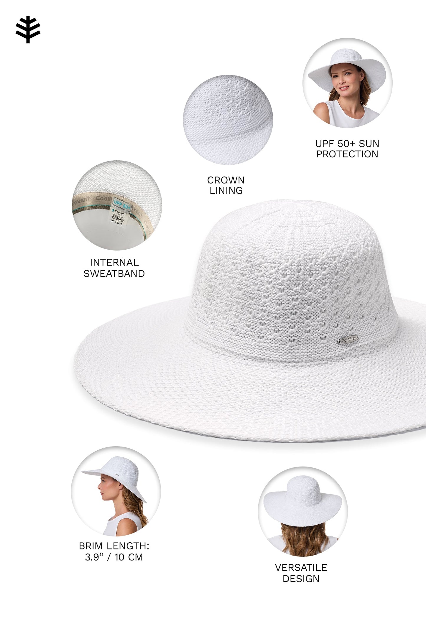 Perla Packable Wide Brim Hat | White