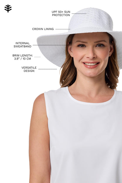 Perla Packable Wide Brim Hat | White