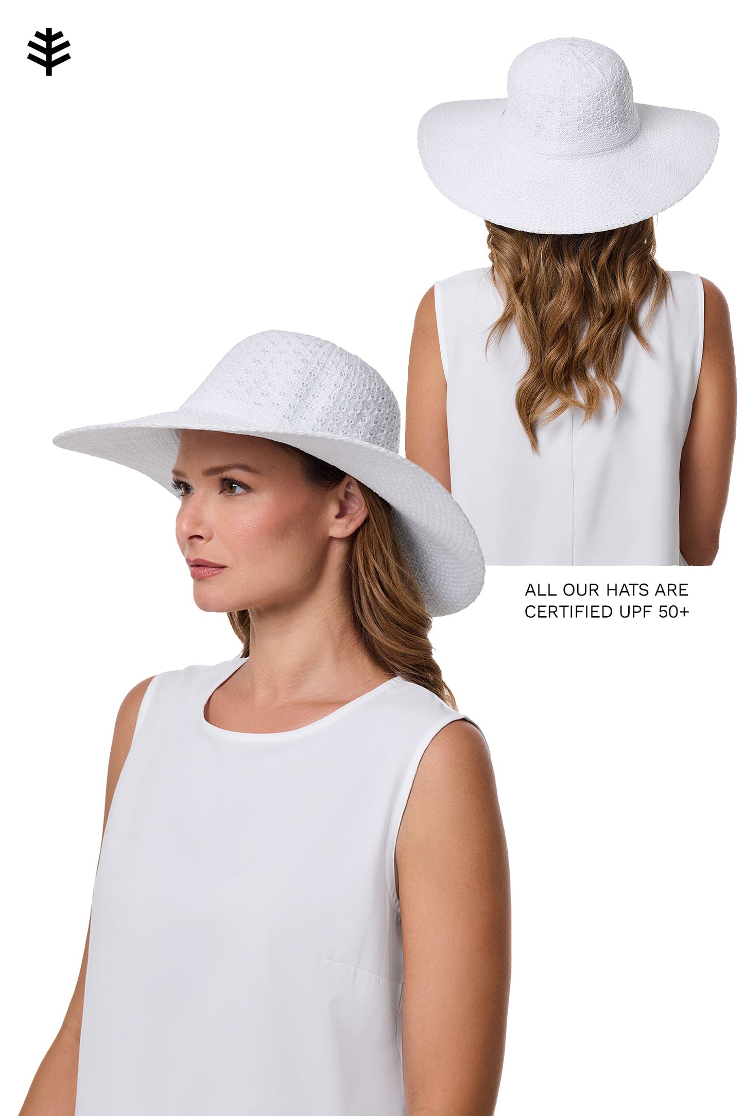 Perla Packable Wide Brim Hat | White