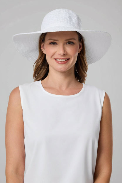 Perla Packable Wide Brim Hat | White
