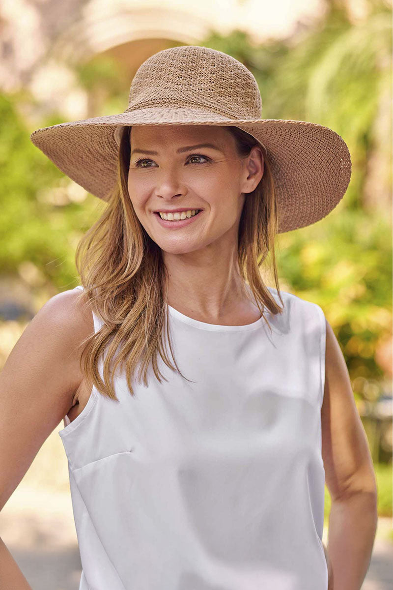 Perla Packable Wide Brim Hat | Tan