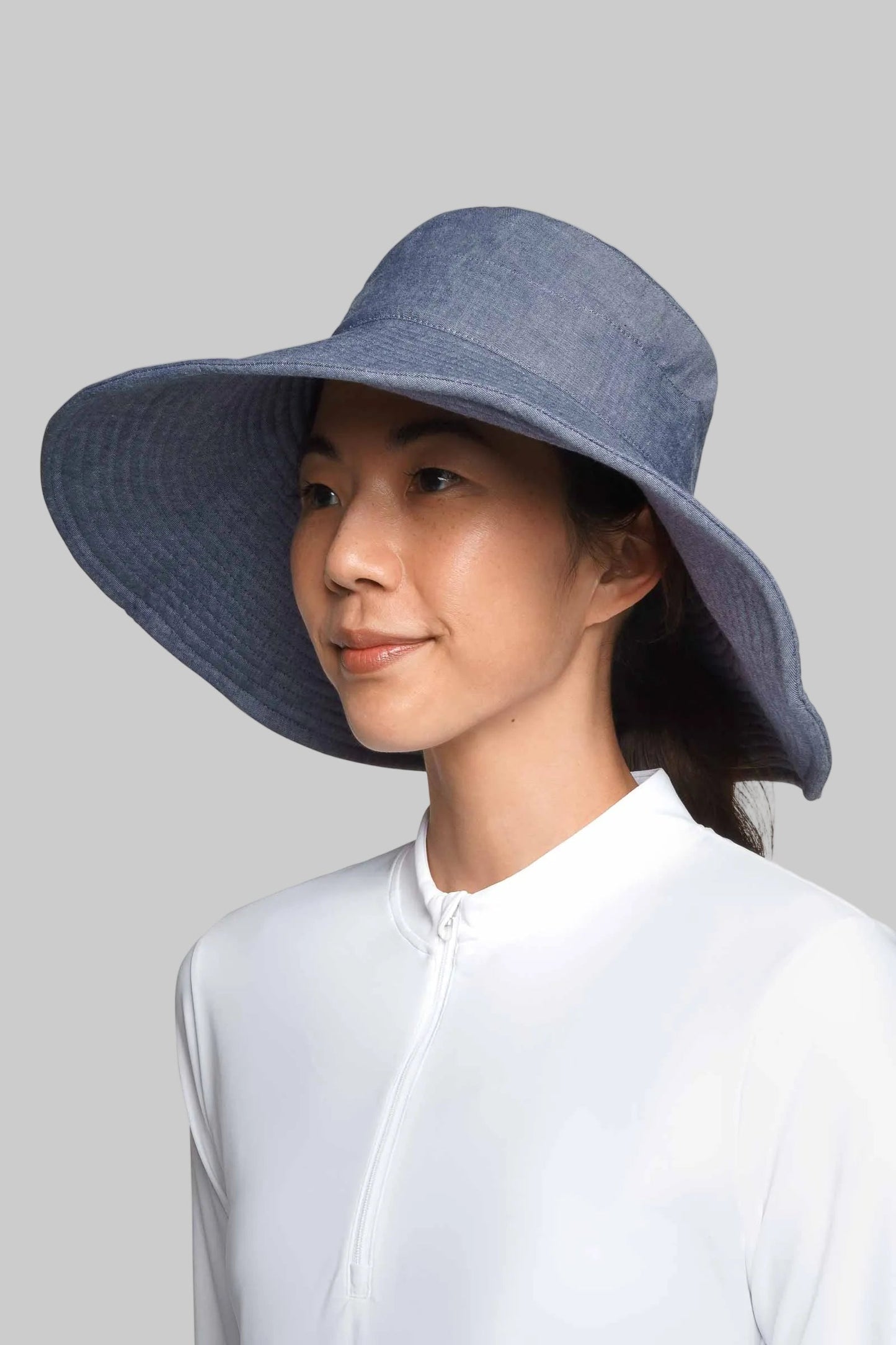 Women's Brittany Beach Hat | Denim Blue Chambray
