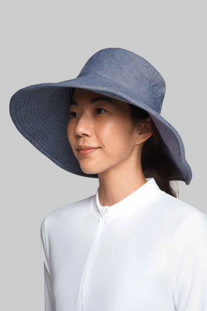 Women's Brittany Beach Hat | Denim Blue Chambray