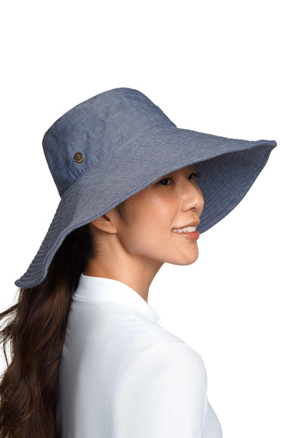 Women's Brittany Beach Hat | Denim Blue Chambray