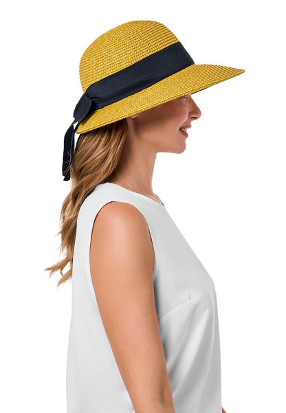 Clara Wide Brim Hat with Ribbon | Natural
