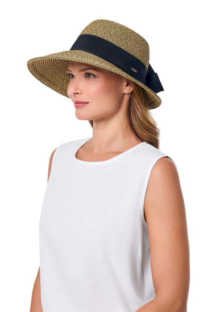 Clara Wide Brim Hat with Ribbon | Coffee
