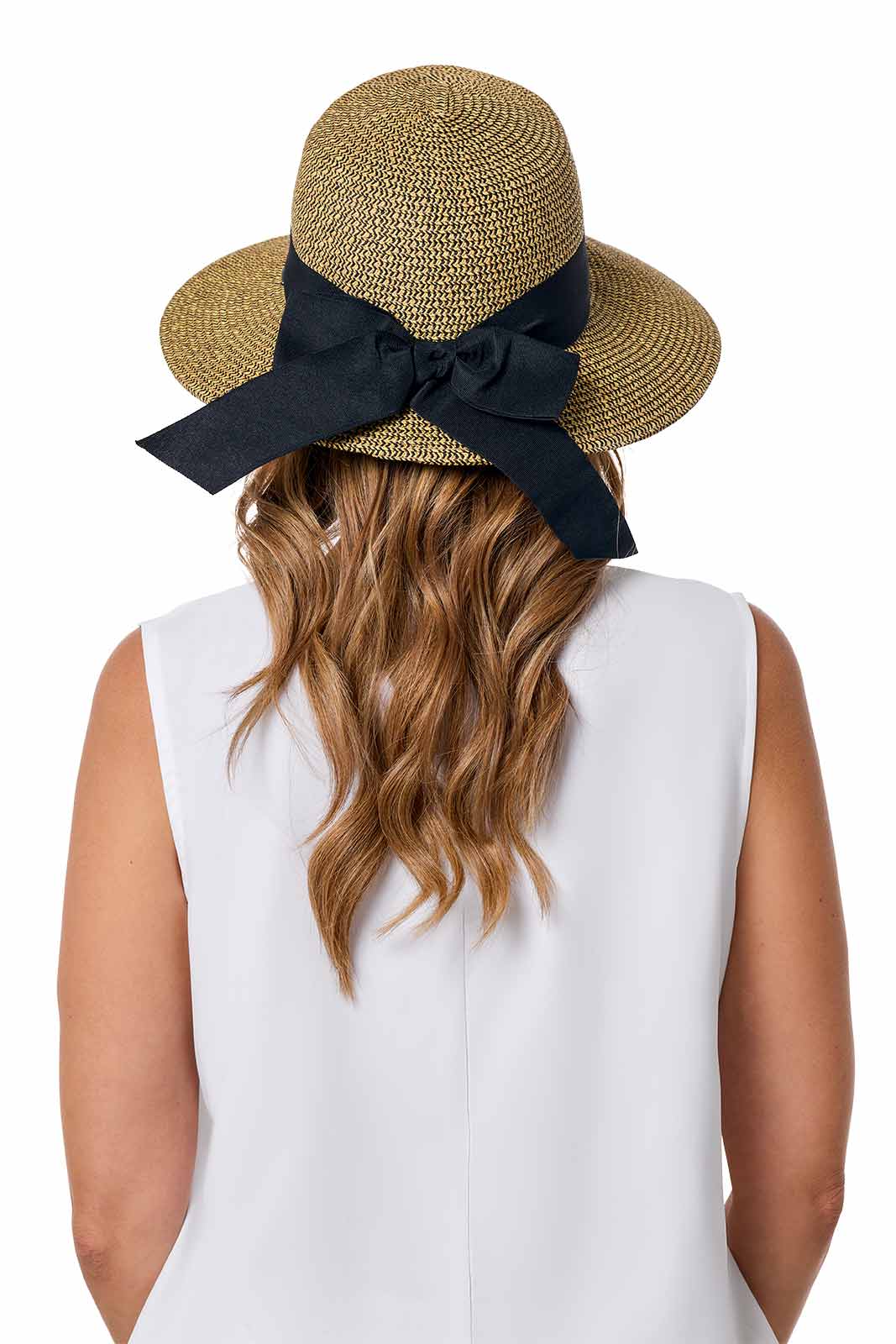 Clara Wide Brim Hat with Ribbon | Coffee