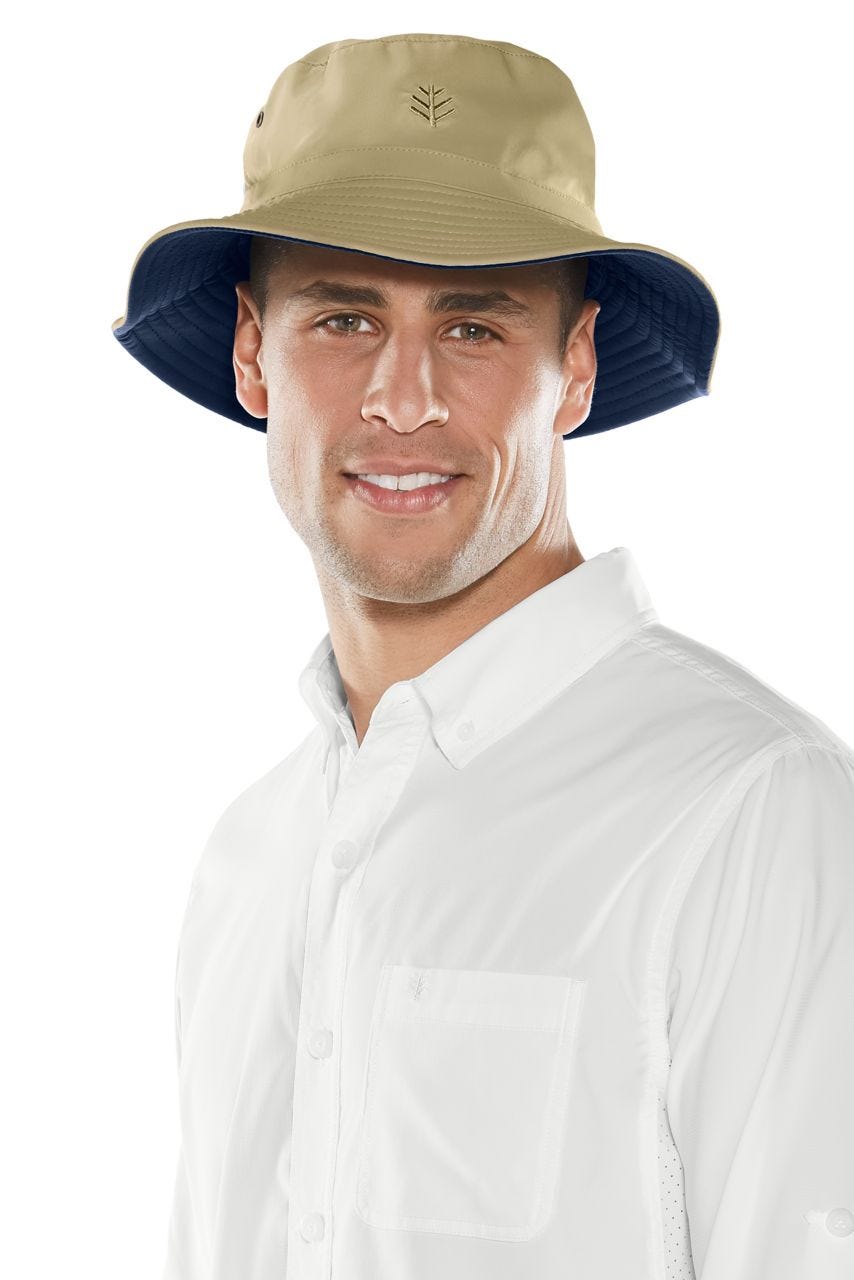 Unisex Landon Reversible Bucket Hat | Tan/Navy