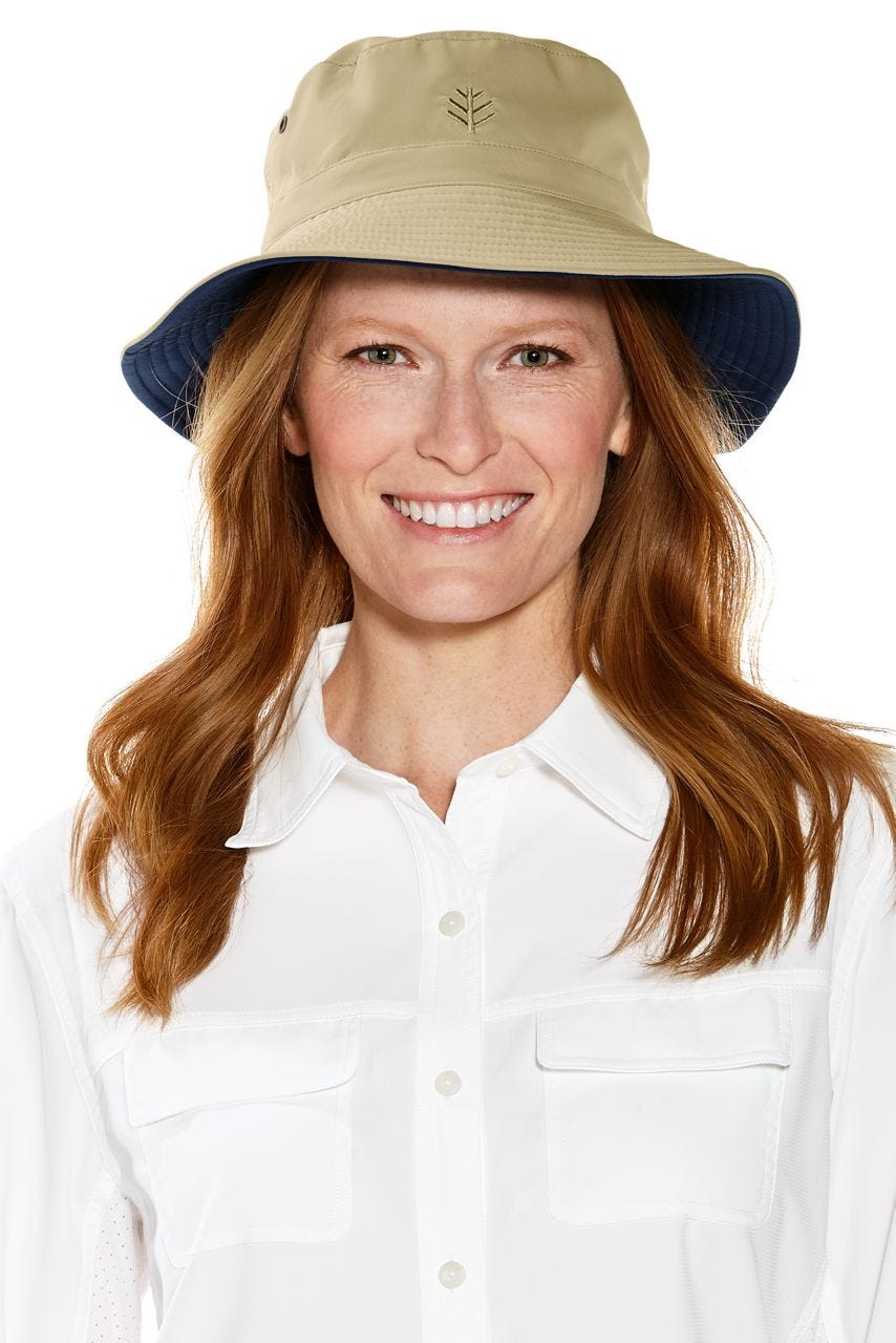 Unisex Landon Reversible Bucket Hat | Tan/Navy
