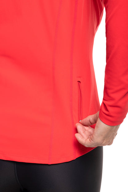 Women's Freestyle Long Sleeve Quarter Zip Rash Guard | Poppy Red