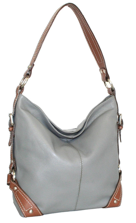Leather Bucket Bag in Stone