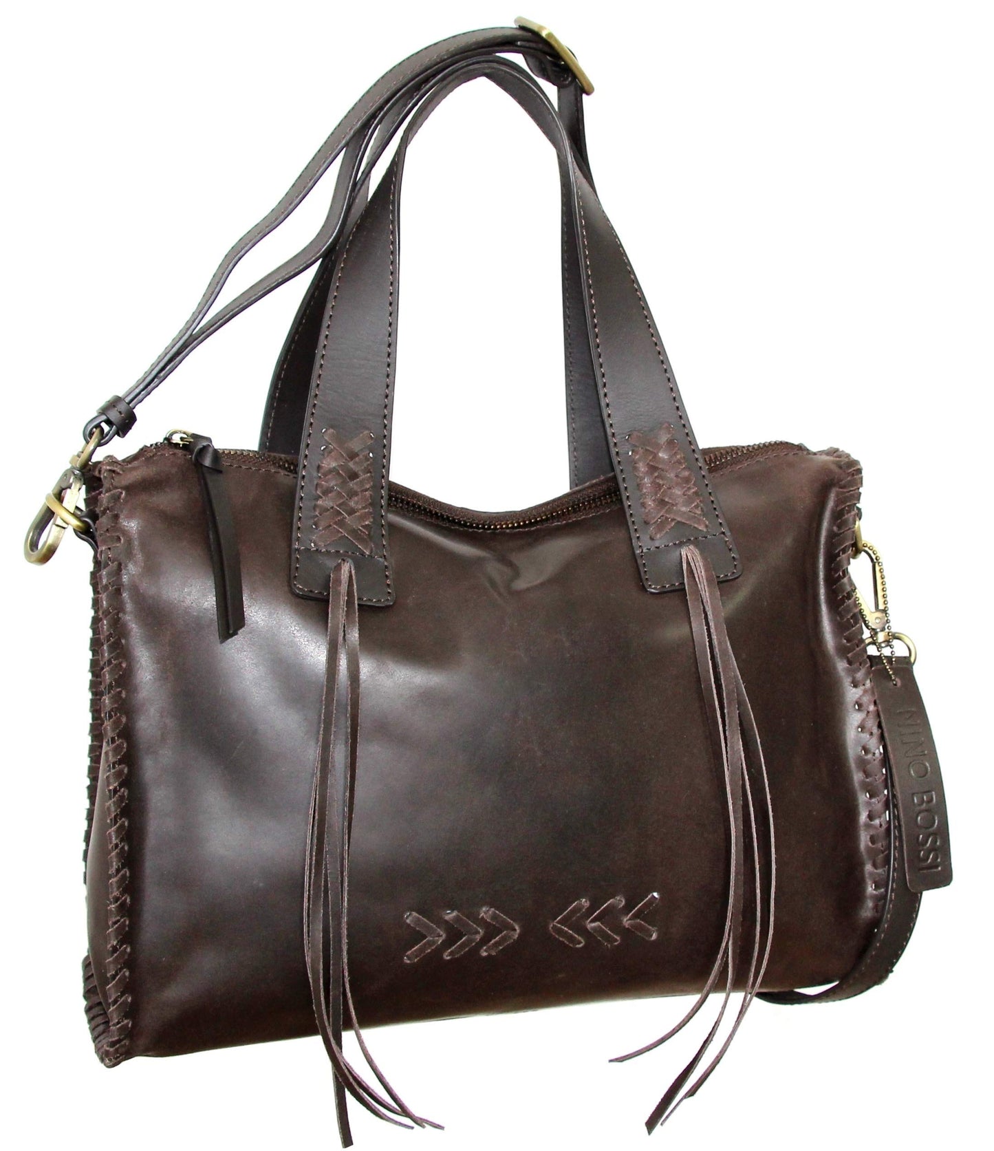 Candace Convertible Leather Satchel in Chocolate