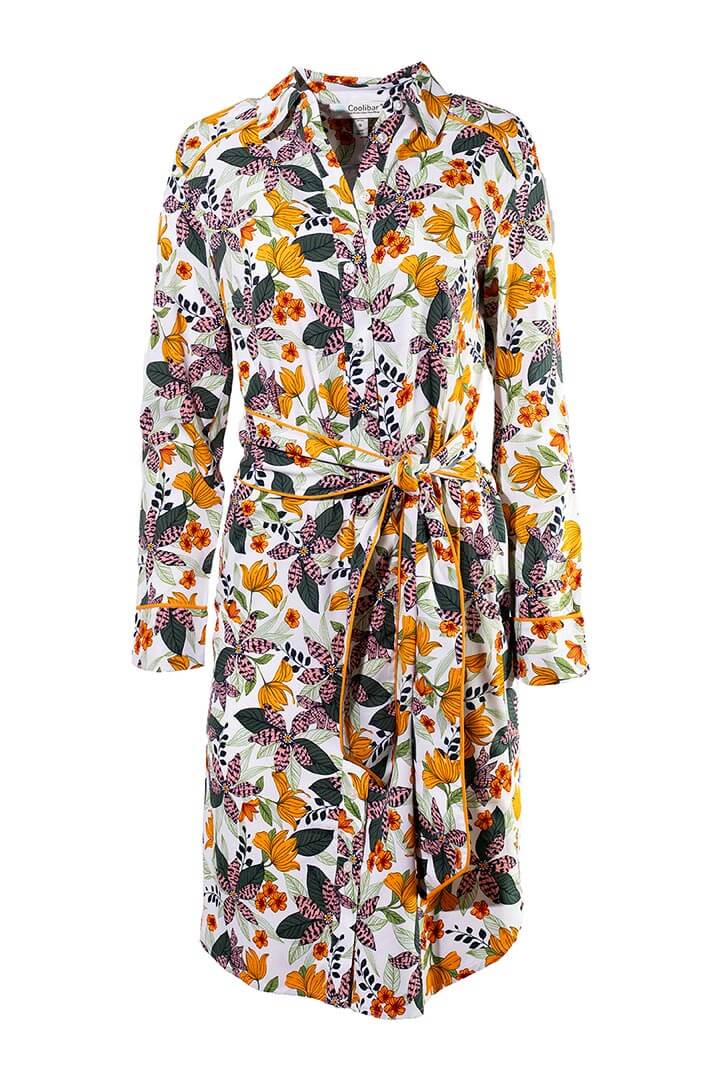 Women's Kitts Shirt Dress with Belt | Apricot Crush Floral Paradise