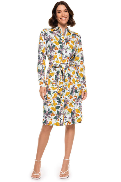 Women's Kitts Shirt Dress with Belt | Apricot Crush Floral Paradise