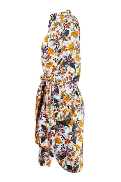 Women's Kitts Shirt Dress with Belt | Apricot Crush Floral Paradise