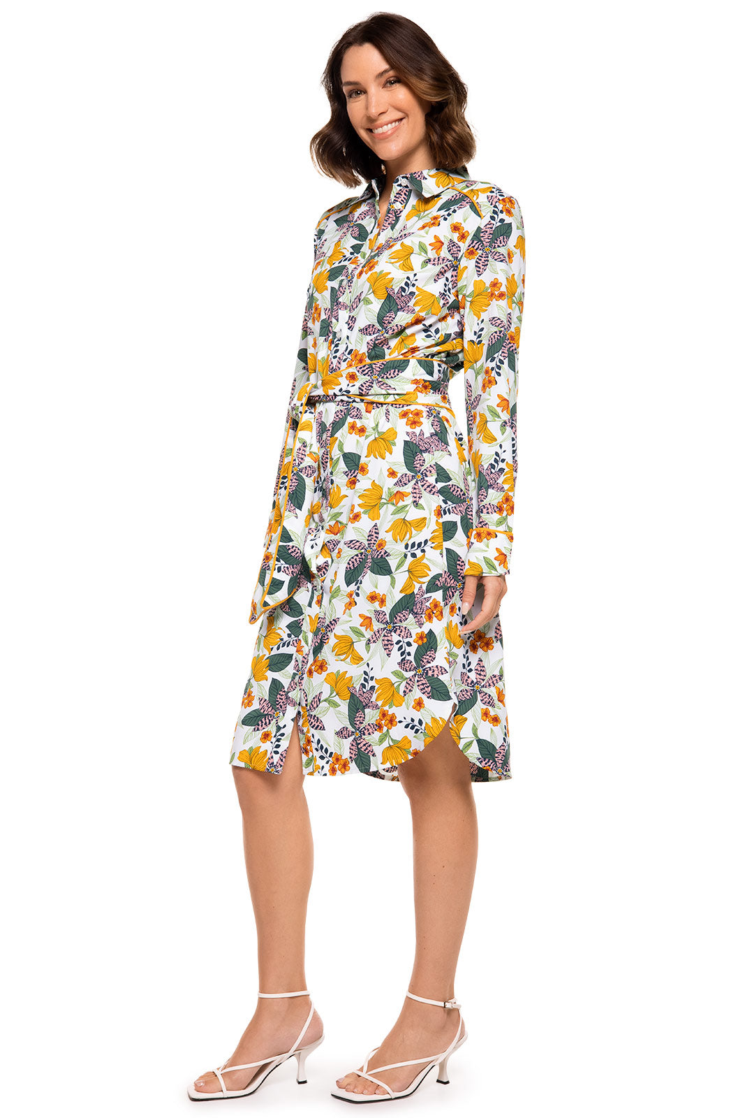 Women's Kitts Shirt Dress with Belt | Apricot Crush Floral Paradise